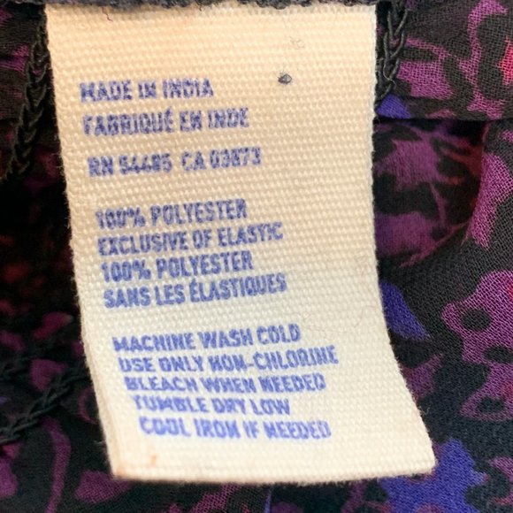 American Eagle Outfitters Purple Floral Blouse Cinched Waist Short Sleeve XS - Picture 5 of 11